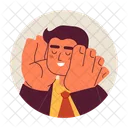 Caucasian office employee guy smiling hands on face  アイコン