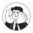 Smiling Hands On Face Office Employee Happy Daydreaming Vacation アイコン