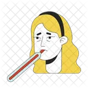 Caucasian woman taking oral temperature  アイコン