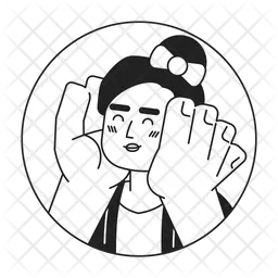 Caucasian young woman hands on cheeks smiling  Icon