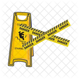 Caution tap yellow in gate with caution board  Icon