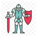 Cavaleiro Medieval Com Escudo E Espada Armadura Escudo Ícone
