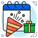 お祝いの日付、パーティーの日付、お祝いのスケジュール アイコン