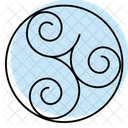 Celtic Triskele Color Shadow Thinline Icon Symbol