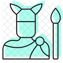 Celtic Warrior Color Shadow Thinline Icon Symbol