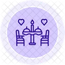 Icono De Linea De Cena Romantica Icono