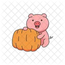 Cerdito con calabaza  Icono