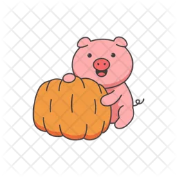 Cerdito con calabaza  Icono