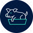 Cerdo en caja de alimentación  Icono