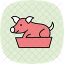 Cerdo En Comedero Cerdo Alimentacion Icono