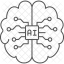 Icono De Linea Fina De Cerebro De Inteligencia Artificial Icon