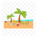 Chair with palm tree in beach  Icon