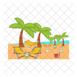 Chair with palm tree in beach  Icon