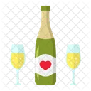 Bottle Champagne Glasses Icon