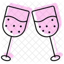 Champagne Glasses Color Shadow Thinline Icon 아이콘