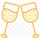 Champagne Glasses Duotone Line Icon 아이콘