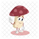 Mascotte Du Logo Rouge Champignon En Pose Dadieu Icône