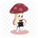Mascotte De Logo Rouge Champignon Avec Pose De Camera Icône
