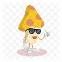 Mascotte De Logo Jaune Champignon Pose Du Pouce Icône