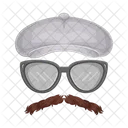 Moustache Chapeau Lunettes Icône