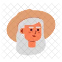 Chapeu De Palha Senior Desenho Animado De Jardineiro Mulher Idosa Icon