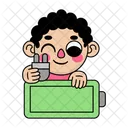 Character charging a battery  Icon