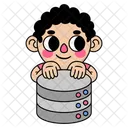 Character holding a database  Icon