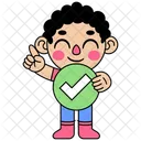 Character with a check button  Icon