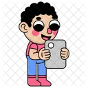 Character with mobile phone  Icon