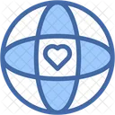 Charity Heart Globe Icon