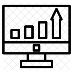 Chart and arrow in monitor computer  Icon
