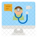 Check Up On Line Medico On Line Telemedicina Icon