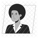 Cheerful african american man with curly hair  アイコン