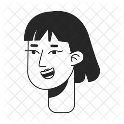 Cheerful young adult woman with neck length haircut  Icon