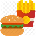 Fast Food Cheese Burger French Fries Icon