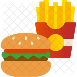 Cheese Burger And French Fries  Icon