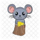 Cheese in mouse grey with in tree trunk  Icon