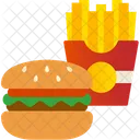 Cheeseburger und Pommes Frites  Symbol