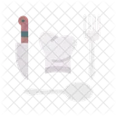 Chef Hat And Cutlery Kitchen Cooking Icon