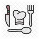 Chef Hat And Cutlery Hat Kitchen Icon