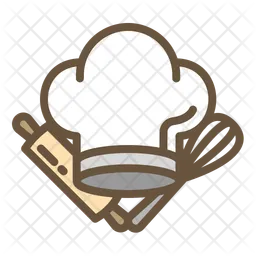Chef hat and utensils  Icon