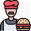 Chef Hombre Hamburguesa Icono