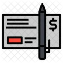 Cheque Pen Payment Icon