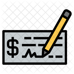 Cheque Icon - Download in Colored Outline Style