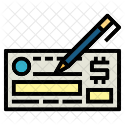 Cheque Icon - Download in Colored Outline Style