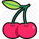 Cherry With Leaf  Icon