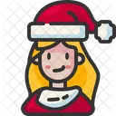 Chica Santa Hat Caucasico Icono