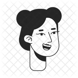 Chica asiática emocionada con peinado de dos moños  Icono