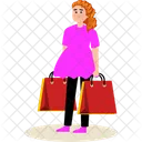 Chica Con Bolsas De Compras Compras Mujer Icono