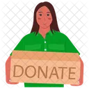 Chica con caja de donación  Icono